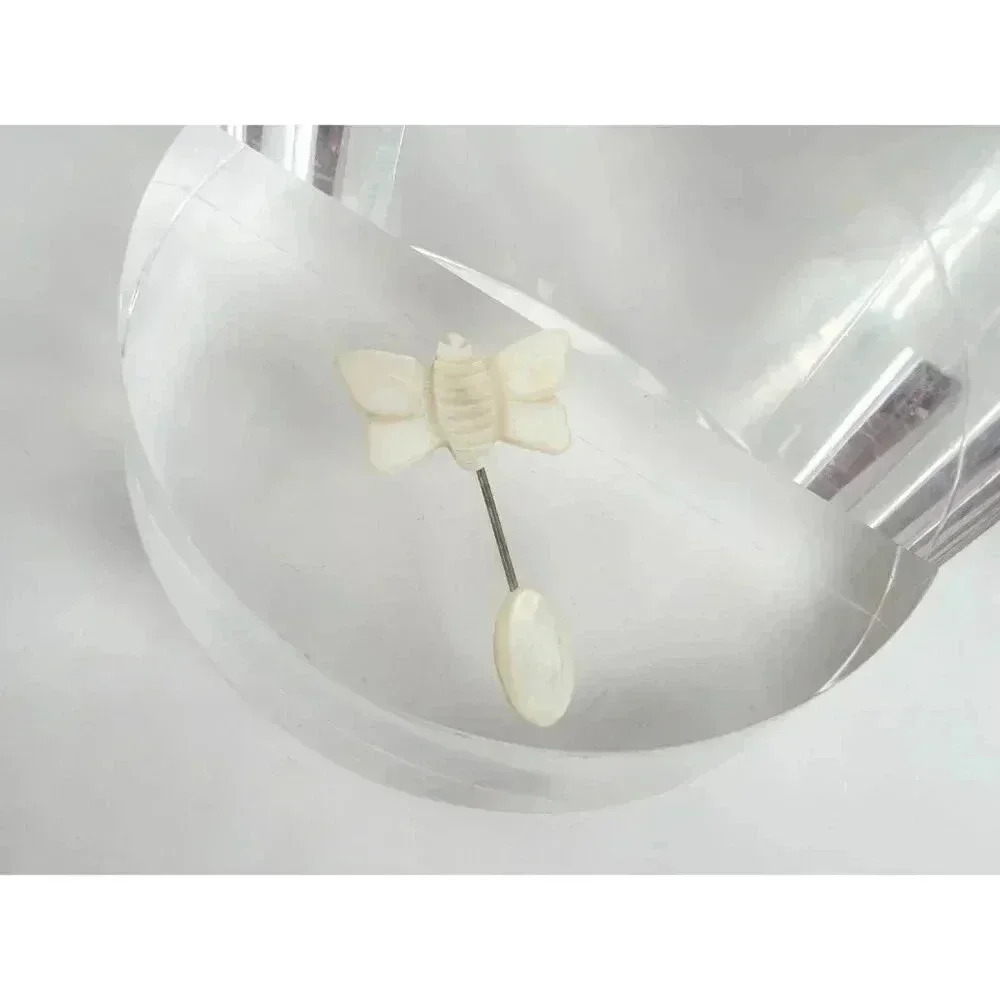 Vintage Butterfly White Stick Pin - Picture 5 of 5